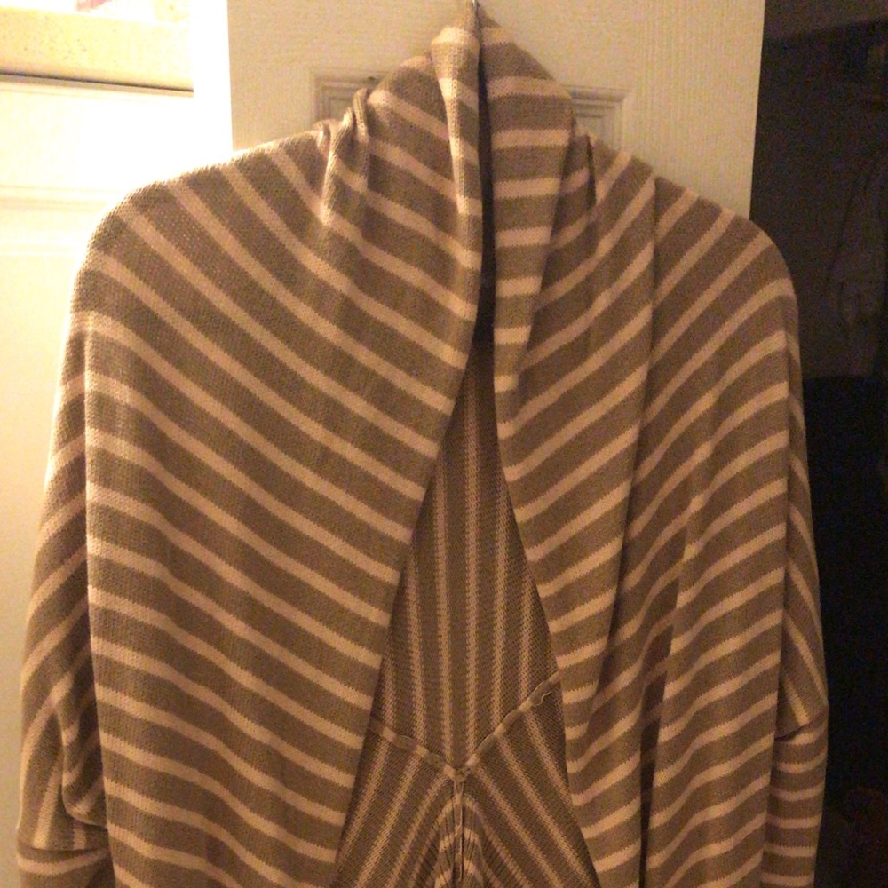 Tan/Beige & Light Pink Striped Cardigan